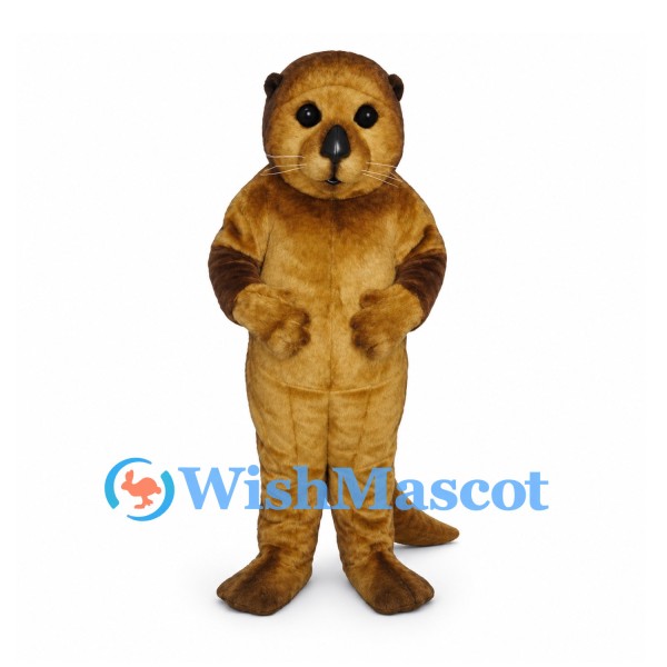 Otter Mascot Costume in Golden Brown with Long Tapered Tail