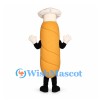 Baguette Mascot Costume with White Chef Hat and Smiling Face