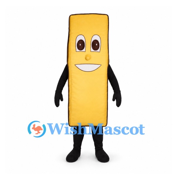 French Fry Mascot Costume in Yellow with Rectangular Body