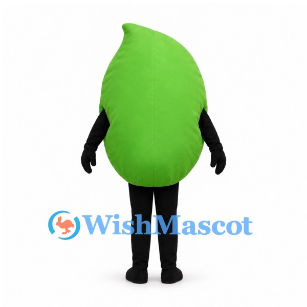 Pea Mascot Costume in Green with Rounded Pointed Body