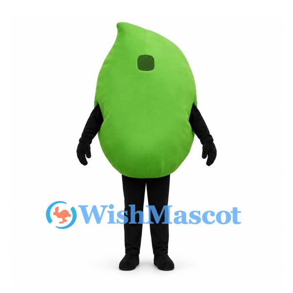 Pea Mascot Costume in Green with Rounded Pointed Body