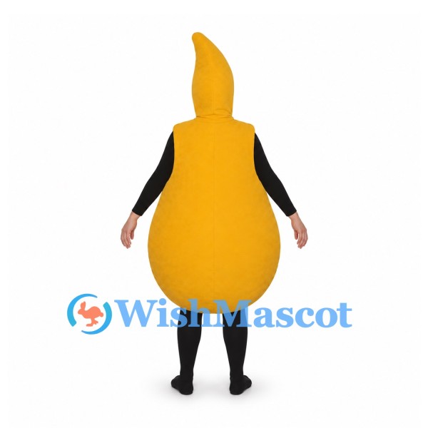 Pear Mascot Costume in Yellow with Open Face Hood