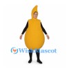 Pear Mascot Costume in Yellow with Open Face Hood