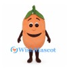 Orange Mascot Costume with Green Leaves and Smiling Face