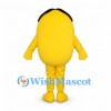 Sad Face Mascot Costume in Yellow with Frowning Expression