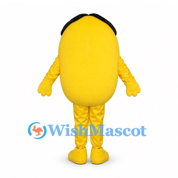 Sad Face Mascot Costume in Yellow with Frowning Expression