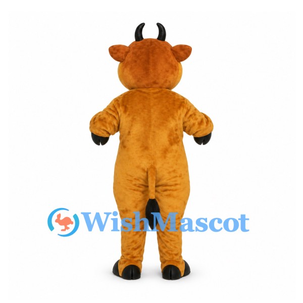 Bull Mascot Costume in Tan with Black Horns and Muzzle