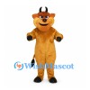 Bull Mascot Costume in Tan with Black Horns and Muzzle