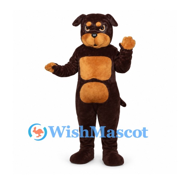 Dog Mascot Costume in Brown with Black Eye Mask and Tan Belly