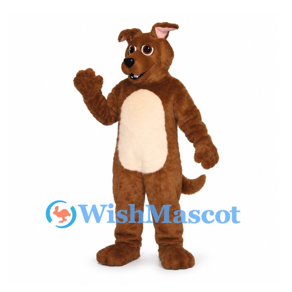 Dog Mascot Costume in Brown with Cream Belly and Curved Tail