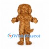 Dog Mascot Costume in Golden Brown with Curly Fur and Floppy Ears