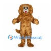 Dog Mascot Costume in Golden Brown with Curly Fur and Floppy Ears