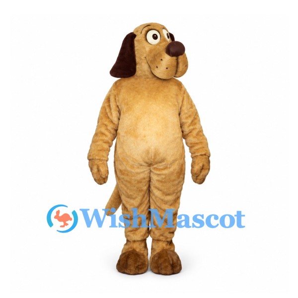 Dog Mascot Costume in Tan with Brown Ears and Large Nose
