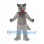 Wolf Mascot Costume in Gray with Long Fur and Pink Tongue