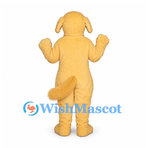 Dog Mascot Costume in Tan with Dark Paw Pads and Floppy Ears