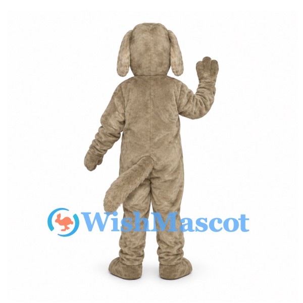 Dog Mascot Costume in Gray with Floppy Ears and Long Tail