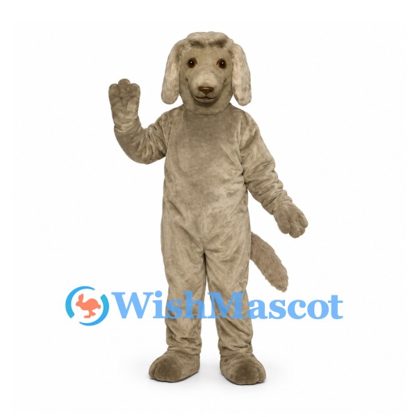 Dog Mascot Costume in Gray with Floppy Ears and Long Tail