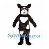 Bulldog Mascot Costume in Black with White Patches and Heart Chest