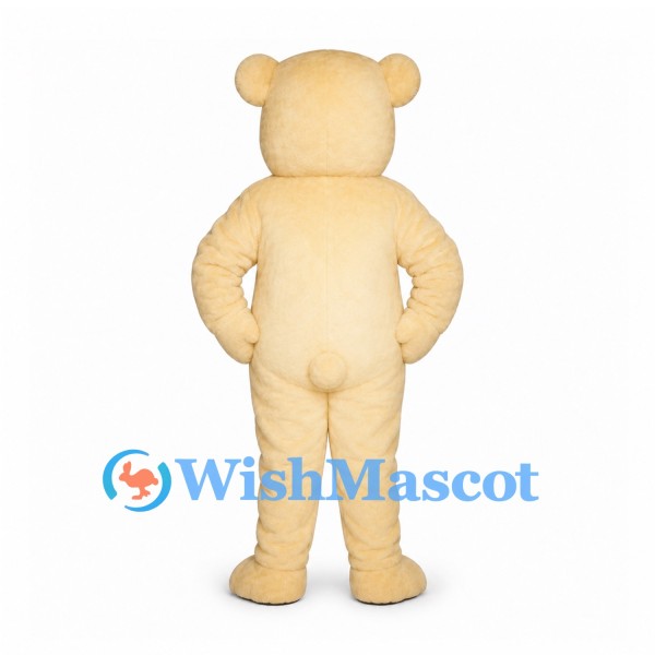 Bear Mascot Costume in Cream with Round Ears and Dark Nose