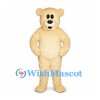 Bear Mascot Costume in Cream with Round Ears and Dark Nose