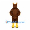 Owl Mascot Costume in Brown with Gold Face and Yellow Feet