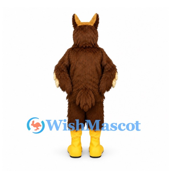 Owl Mascot Costume in Brown with Gold Face and Yellow Feet