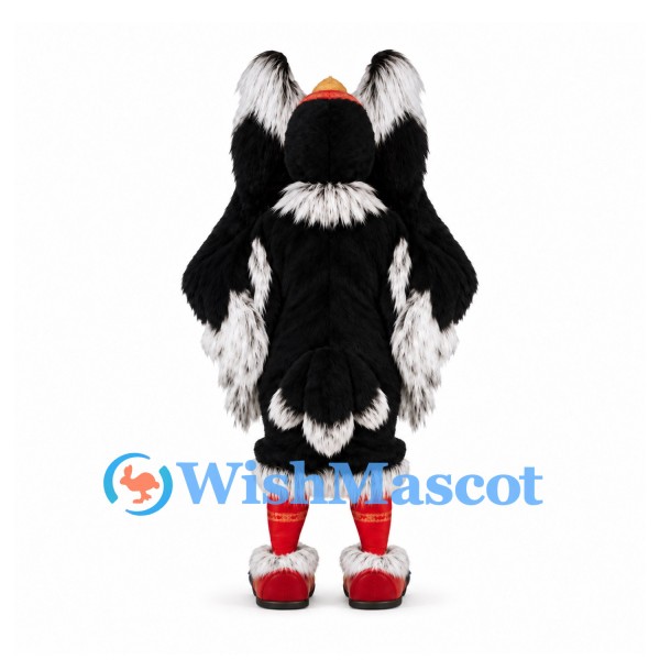 Monster Mascot Costume in Black and White with Red Decorated Face
