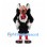 Monster Mascot Costume in Black and White with Red Decorated Face
