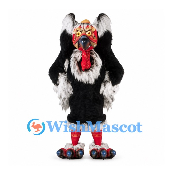 Monster Mascot Costume in Black and White with Red Decorated Face