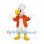Cockatoo Mascot Costume in White with Orange Jacket and Bow Tie