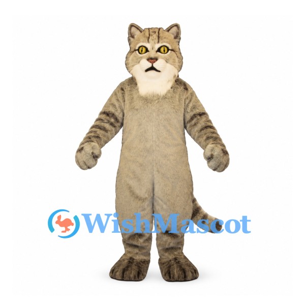 Cat Mascot Costume in Gray with Dark Tabby Stripes
