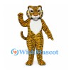 Tiger Mascot Costume in Gold with Fine Black Stripes and White Belly