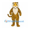 Tiger Mascot Costume in Gold with White Cheeks and Long Tail