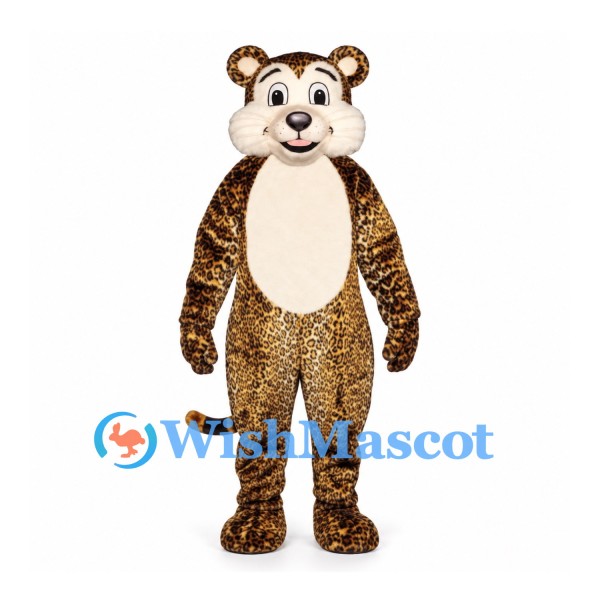 Leopard Mascot Costume with Small Spots and Cream Belly