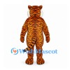 Tiger Mascot Costume in Orange with White Chest and Fine Stripes