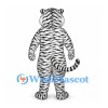 Tiger Mascot Costume in White with Black Stripes and Blue Eyes