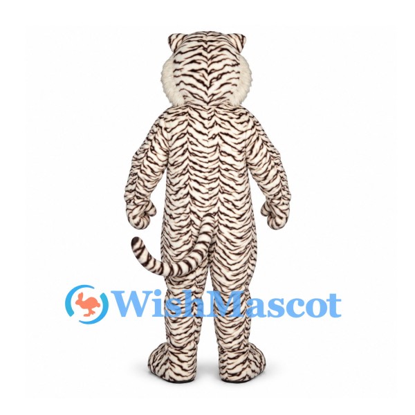 Tiger Mascot Costume in White with Fine Dark Stripes