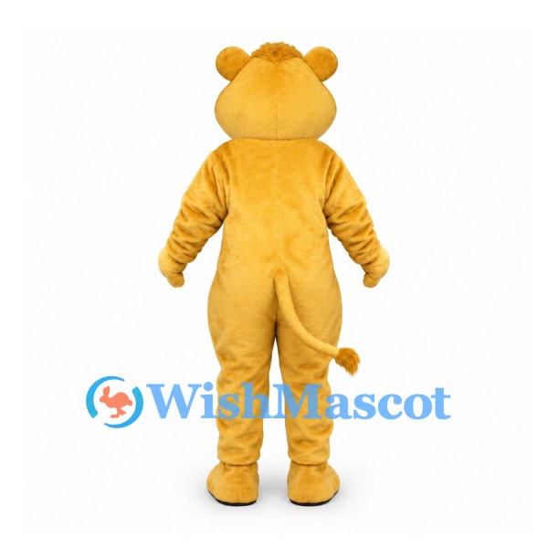 Lion Cub Mascot Costume in Gold with Rounded Ears and Long Tail