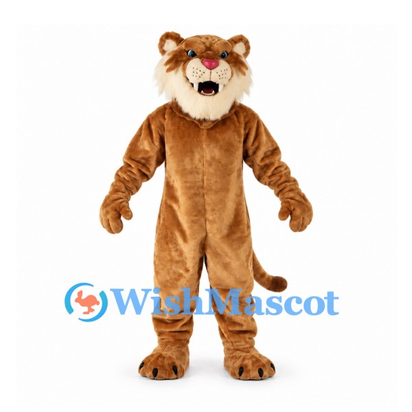 Lion Mascot Costume in Brown with Cream Cheek Mane