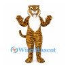 Tiger Mascot Costume with Gold Stripes and White Chest Fur