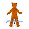 Tiger Mascot Costume in Orange with Narrow Stripes and White Belly