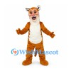 Tiger Mascot Costume in Orange with Narrow Stripes and White Belly