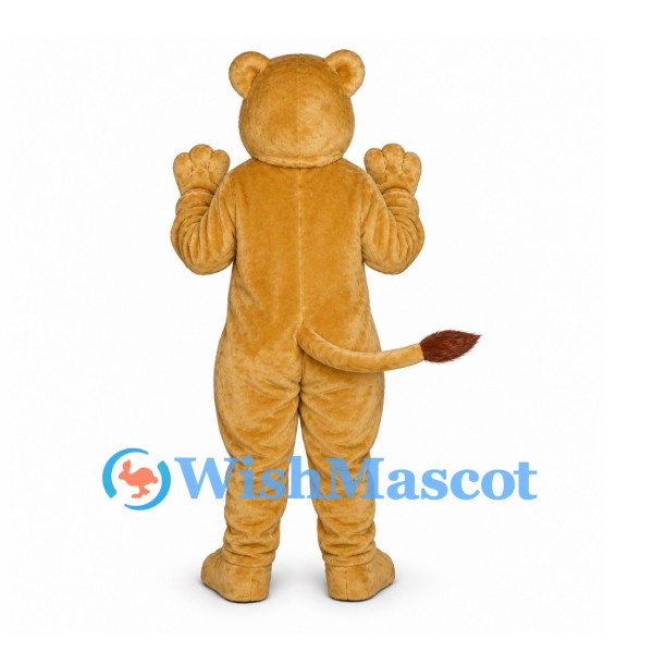 Lion Cub Mascot Costume in Tan with Cream Muzzle and Tail Tuft
