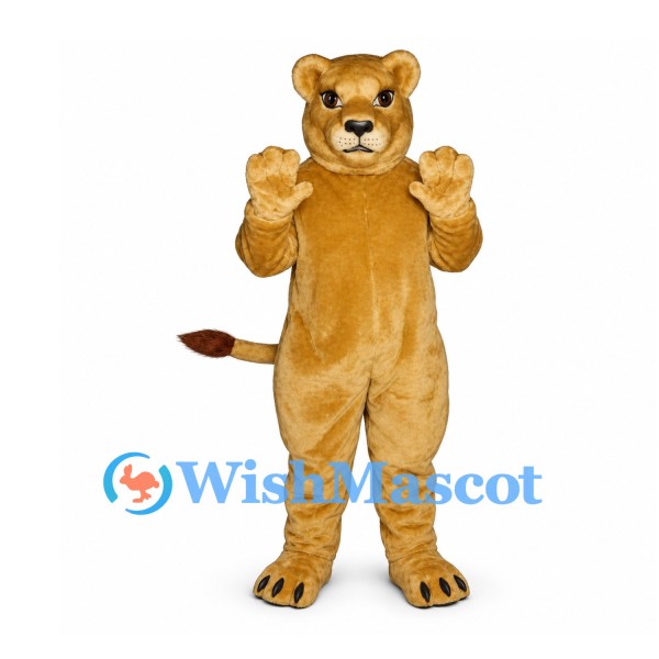 Lion Cub Mascot Costume in Tan with Cream Muzzle and Tail Tuft