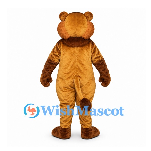 Lion Mascot Costume in Brown with Cream Belly and Rounded Head