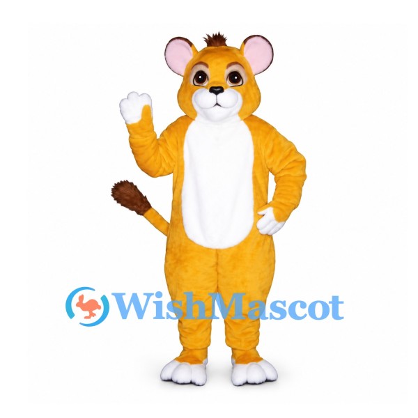 Mouse Mascot Costume in Orange with White Belly and Pink Ears