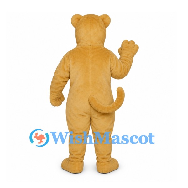 Lioness Mascot Costume in Tan with Rounded Ears and Long Tail
