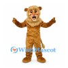 Lion Mascot Costume in Gold with Shaggy Mane and Open Mouth
