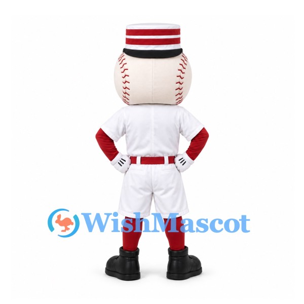 Baseball Character Mascot Costume with Mustache and White Uniform