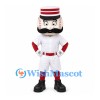 Baseball Character Mascot Costume with Mustache and White Uniform